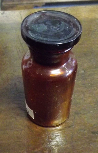 VECCHIA BOTTIGLIA DI LABORATORIO CON TAPPO IN VETRO CONTENITORE ORIGINALE H 13cm