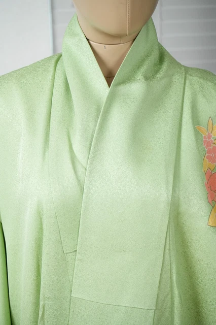 Dear Vanilla Japanese Silk Kimono Women's Robe Gown Authentic Japan Vintage Mint 3