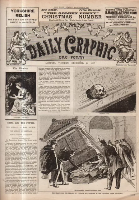 1897 Daily Graphic December 21 - Sikh heroism memorial; Lily Langtry; Voltaire