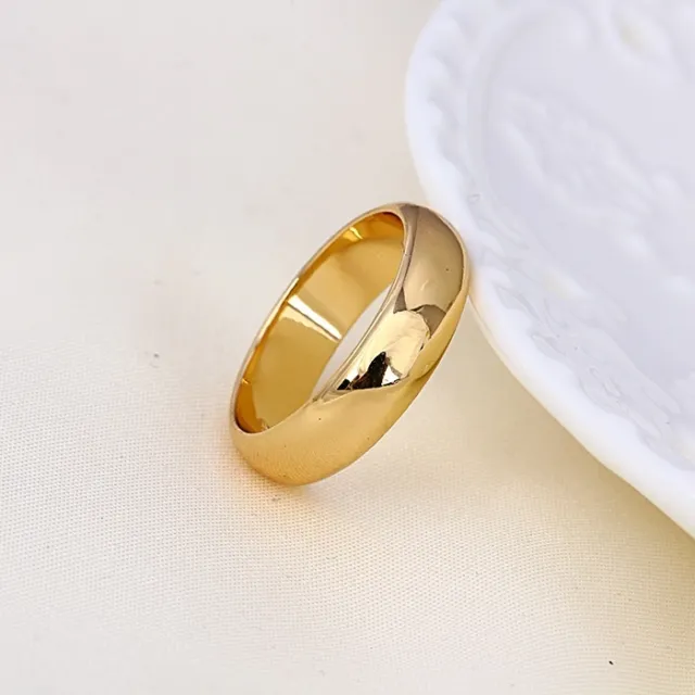 9ct 9K Yellow Gold Plated Men Women Plain Wide Wedding Band Ring Various Size