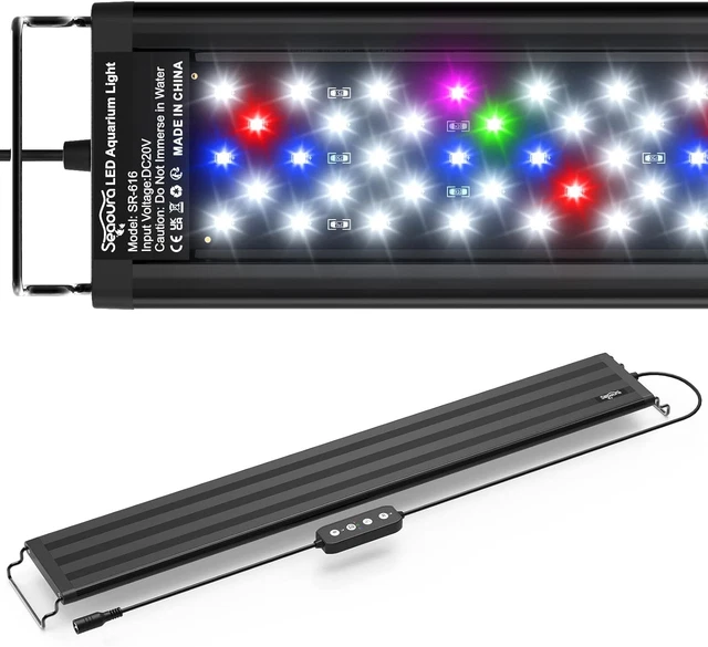 SEAOURA Led Aquarium Light for Plants-Full Spectrum Fish Tank Light with Timer