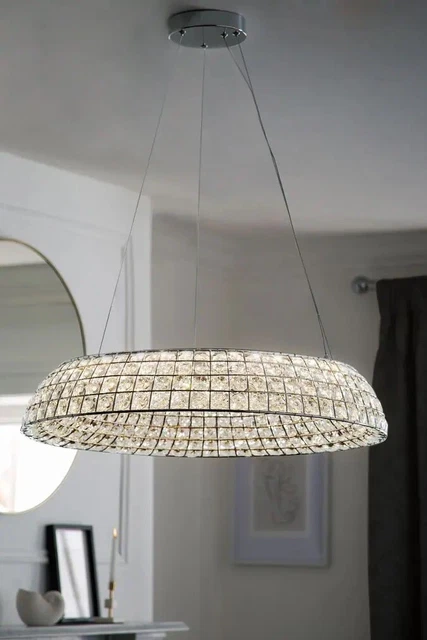 Next Chrome Clarendon Chandelier Ceiling Light Pendant £350 Crytals Home Decor