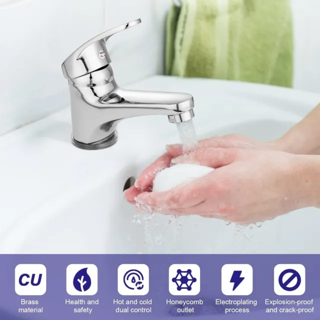 Neu Badezimmer Einhebelhähne Modern Chrom Bad Mono Waschbecken Spüle Mixer Wasserhahn 2