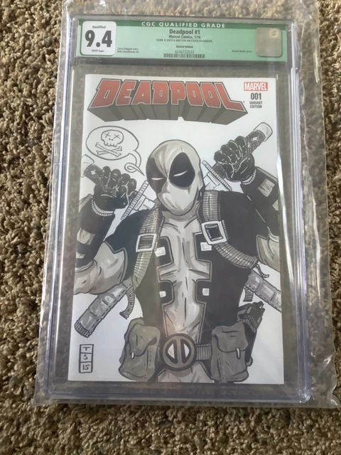 deadpool 001 variant edition signed by TS15 black & white sketch cgc 9.4 deadpool 001 variant edition signed by TS15 black & white sketch cgc 9.4
