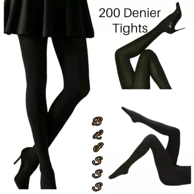 Opaque Black Tights, Extra Thick 40, 60,100 Denier, Womens Ladies S M L XL  V1