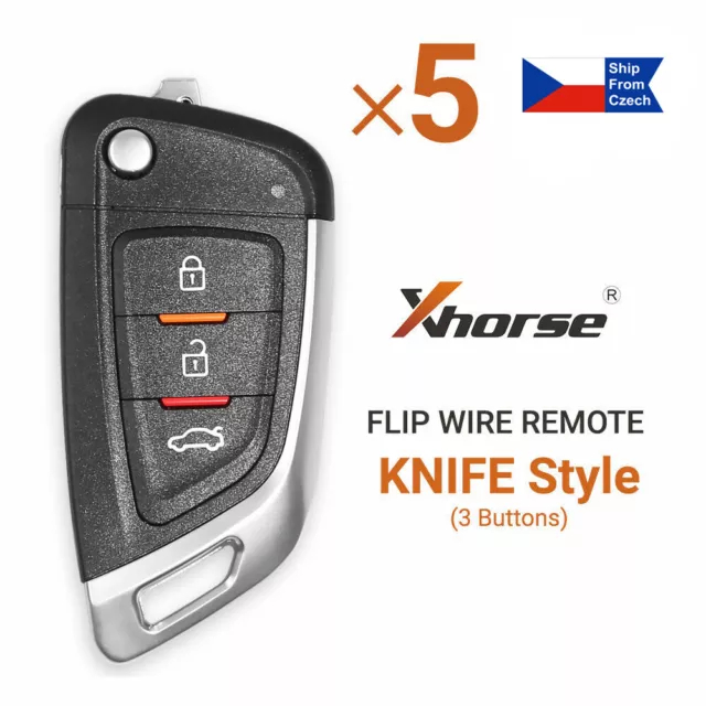 5× Xhorse Universal Wire Remote Flip Key 3 Buttons For VVDI Key Tool XKKF02EN