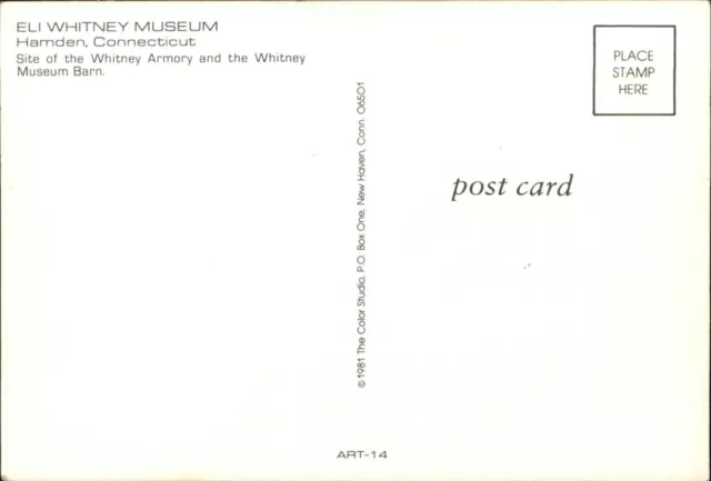 HAMDEN CONNECTICUT ~ Eli Whitney Museum ~ barn snow ~ postcard $6.86 ...
