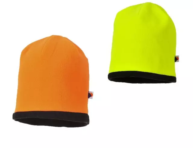 Portwest HA14 Reversible Forro Polar Alta Visibilidad Caliente Gorro Cómodo