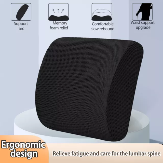 Memory Foam Lumbar Back Support Cushion Office Car Seat Waist Pain Relief Pillow