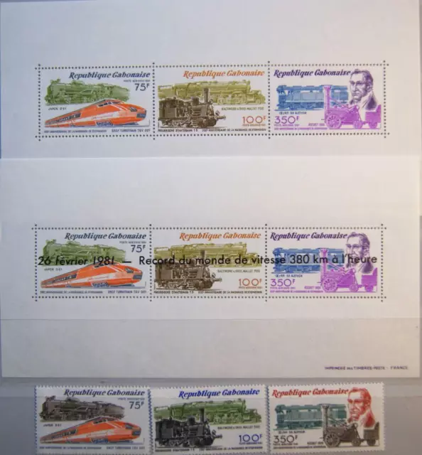 GABON GABUN 1981 777-79 Block 43-44 George Stephenson Dampflokomotiven Trains **