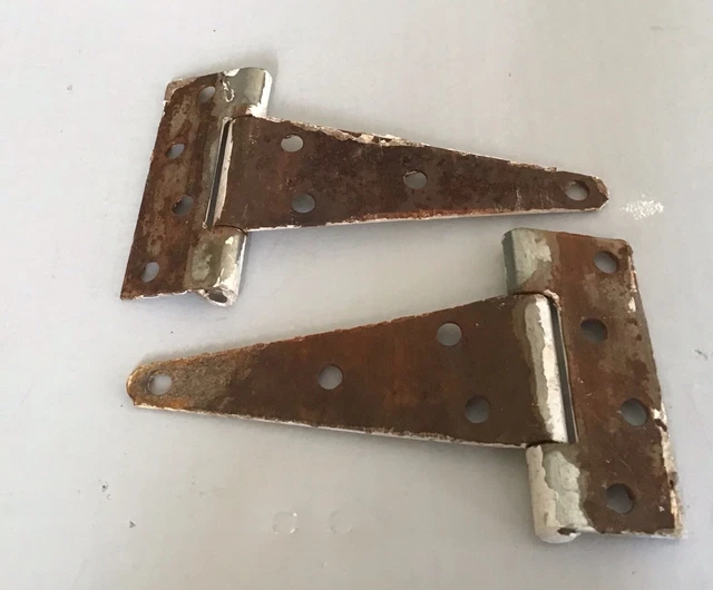 LOT OF 2 Antique Vintage Barn Door Iron Strap Hinges Rusted IRON 3