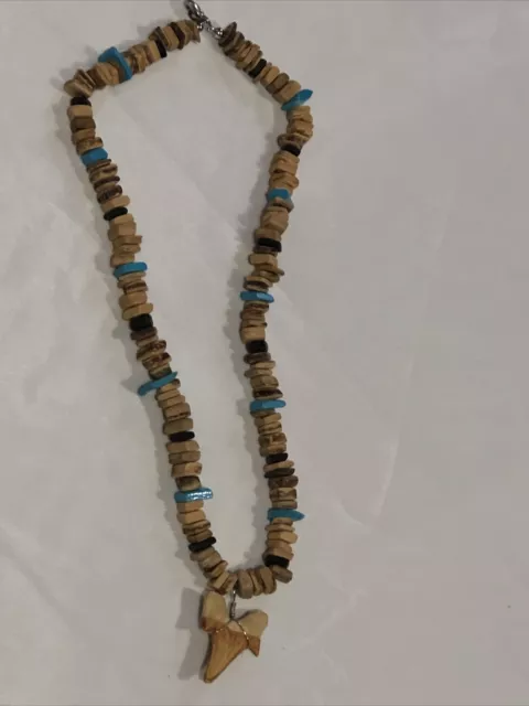 Hawaiian Stone Necklace Vacation Beach Vintage 18” Blue Brown White Arrowhead