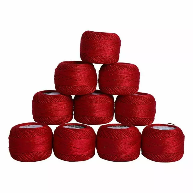 Red Rose Maroon Cotton Crochet Thread Knitting Mercerized Yarn Lot of 10  Pcs