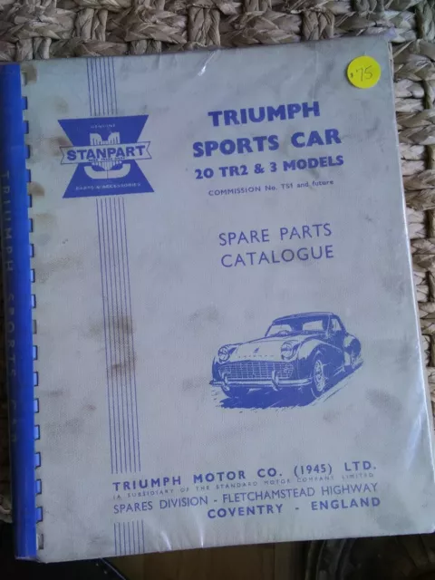 Vintage Stanpart TRIUMPH Sports Car 20 TR2 3 3A SPARE PARTS CATALOGUE CATALOG
