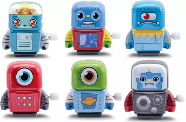 Schylling Wind-Up Mini Tin Robots - Mtra Walking Clockwork Toy Figures Metal