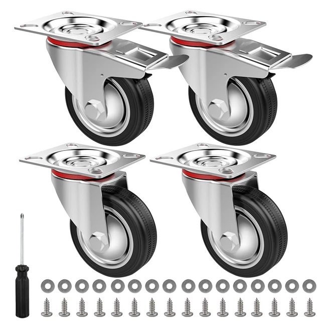 B-Stock 4er Rotelle per Trasporto Ø75mm Freni Ruote Girevoli Robuste Ruotino