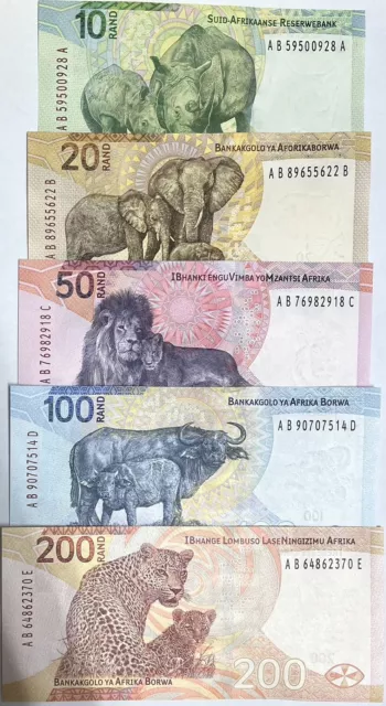 South Africa SET 5 UNC 10 20 50 100 200 Rand 2023 P 148 149 150 151 152 New