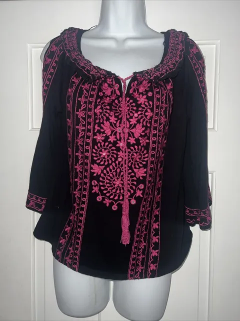 International Concept Tops Size Small Tunic Embroidered Boho