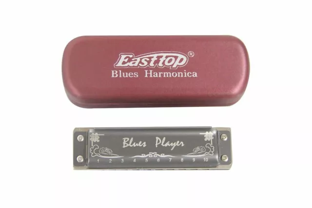 EASTTOP Upgrade Diatonic Harmonica Key C 10Hole Blue Harp Mouth Organ Harmonica