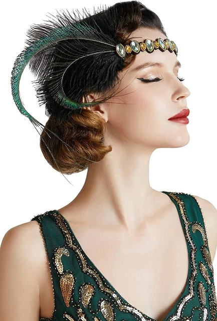 Halloween Accessories Flapper Peacock Headband Rhinestone Elastic Headpiece