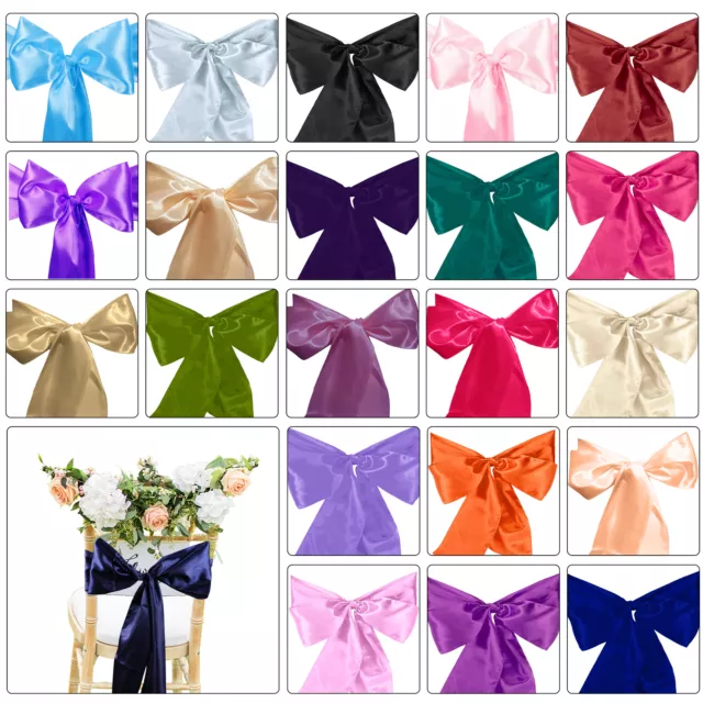 Wedding Satin Sashes For Chair Cover Bow Sash WIDER FULLER BOWS Party Decor