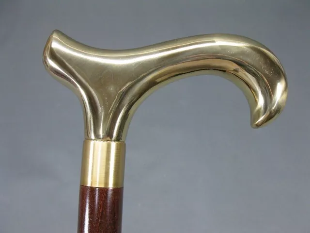 Vintage Brass Designer Handle Victorian Wooden Walking Stick Cane Antique Gift
