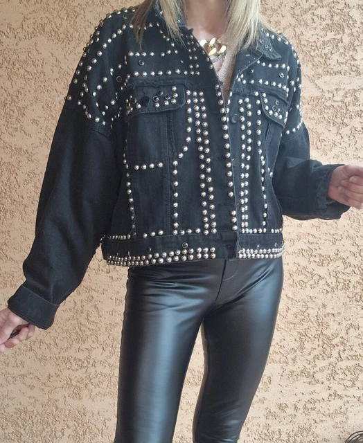 Veste en online jean clouté