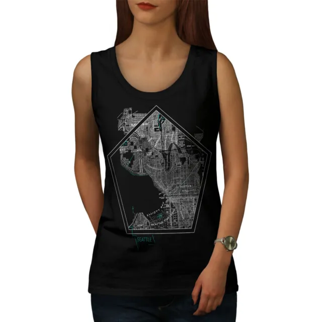 Wellcoda America City Seattle Womens Tank Top, Town Athletic Sports Shirt