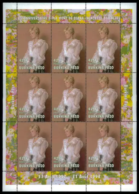 BURKINA FASO M/S 1998 ROYALTY PRINCESS DIANA LADY DI MNH /z2422