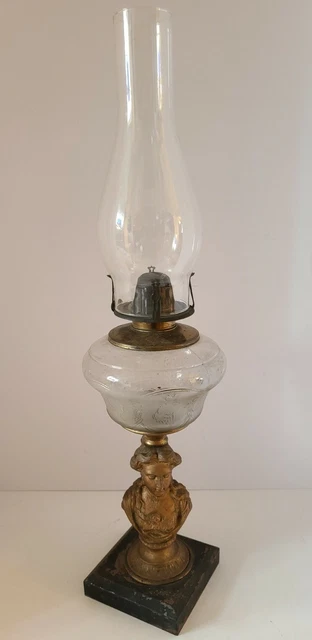 Antique 19th Century Ornate Footed Victorian Figural Female Bust Oil Table Lamp