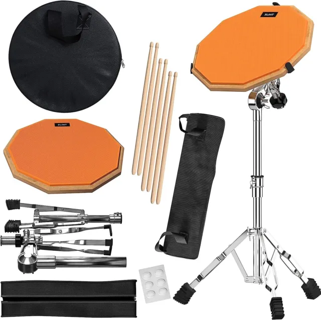Drum Pad Stand Kit - 12 Inch Double Sided Silent Practice Drum Pad & Four Inch