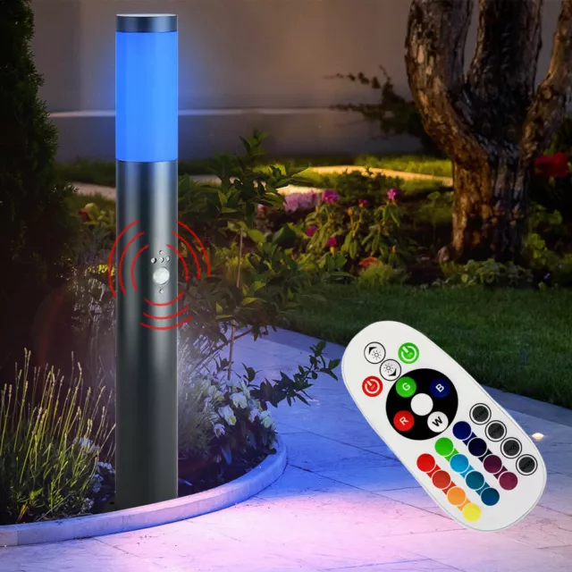 RGB LED Außen Steh Lampe dimmbar Bewegungsmelder Garten Leuchte Fernbedienung