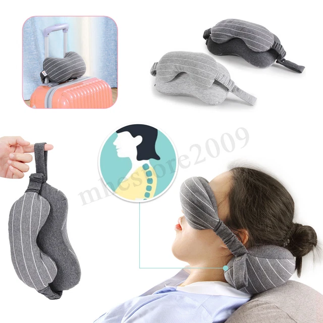 Neck Pillow Eye Mask Portable Travel Head Cushion Flight Airplane Rest Sleep