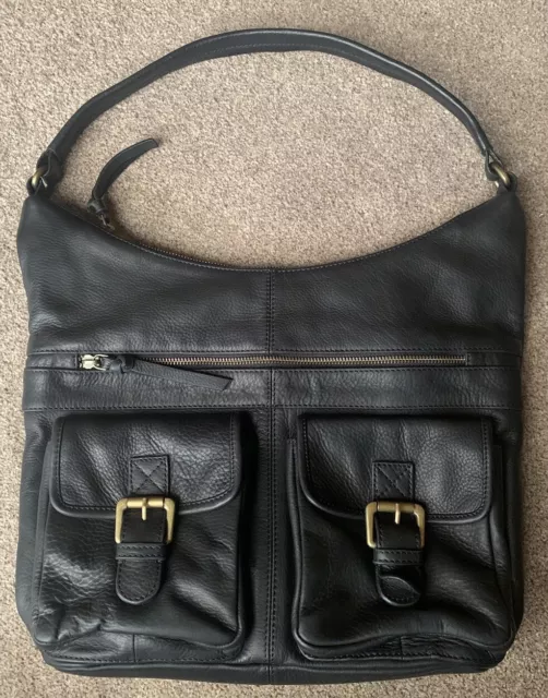 FAT FACE AMELIA Big Soft Black Leather Lovely Hobo Bag. 49.95