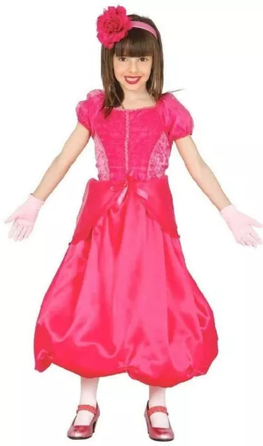 Guirca Costume da Principessa Floreale Rosa Carnevale Bambina Vestito Abito