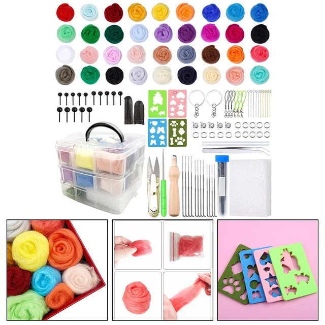 Set completo aghi in feltro lana 36 colori per cucito e maglieria