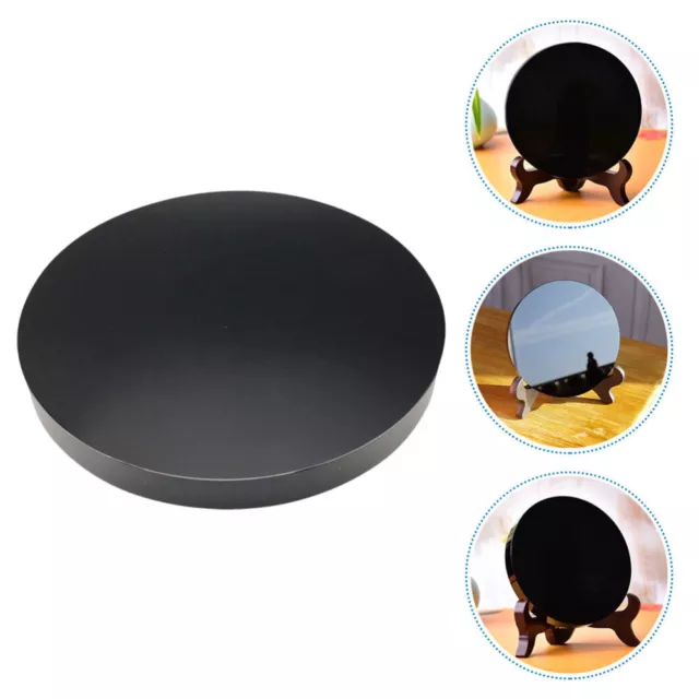 mirror circle Obsidian Scrying Black Obsidian Black Plate Decor For Home