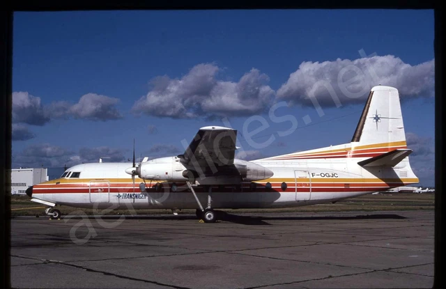 Transniger Aviation Fairchild F-27A F-OGJC No Date Kodachrome Aircraft Slide/Dia