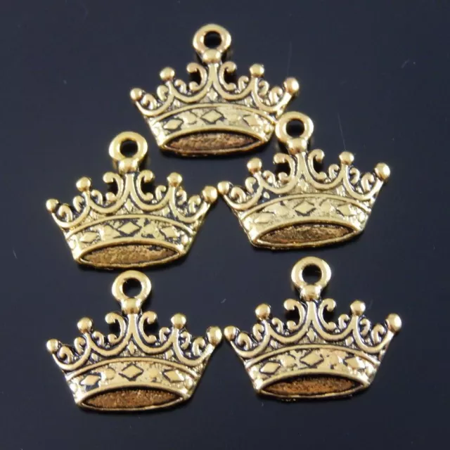 20-pack Golden Plated Alloy Retro King Crown Charms Royalty Pendant DIY 17*11mm 2