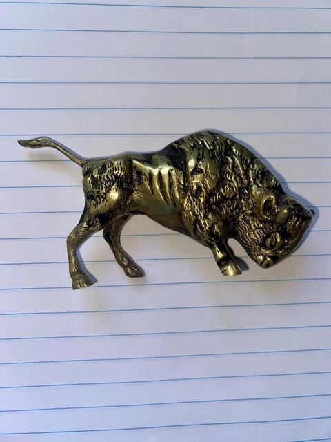 Carved Brass Bison Buffalo Figurine