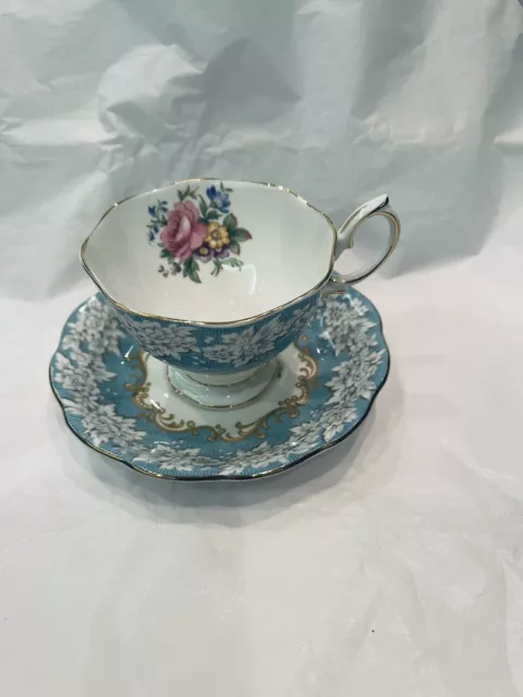 Royal Albert Enchantment Turquoise Flowered Cup And Saucer