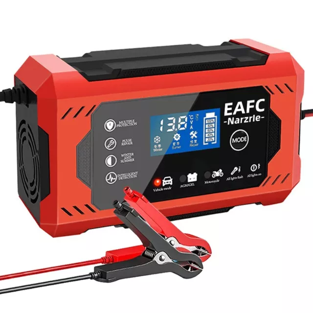Voiture Chargeur de Batterie Auto Écran LCD 6A 12V Charge Intelligente Moto Neuf