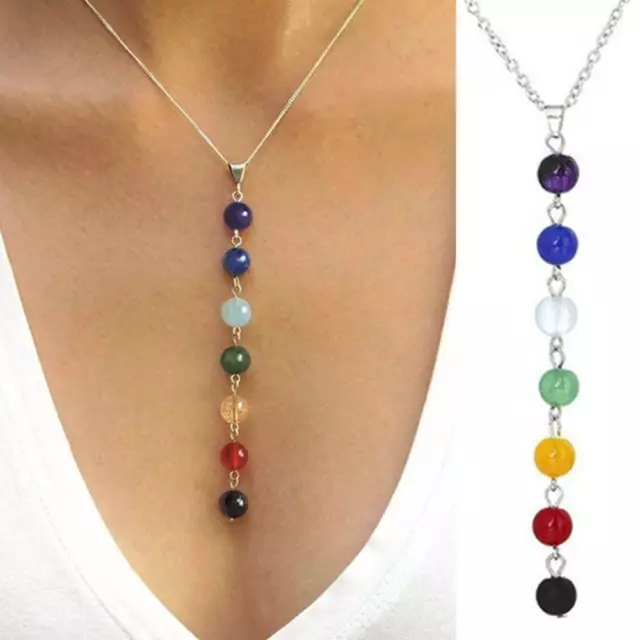 Natural Quartz Crystal Stone Pendant Chakra Pendulum Necklace Healing Reiki Yoga