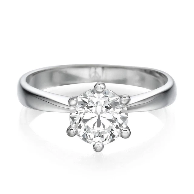 Solitaire 950 Platinum Round Cut Diamond Engagement Ring 0.30 CT H/VS2