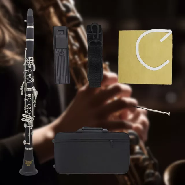 17 Keys Wooden Clarinet Black Woodwind Clarinet Durable for Adults Kids Students