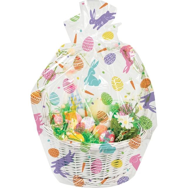 EASTER BASKET HAMPER Wrap Easter Bunny Cellophane Basket Wrap Large