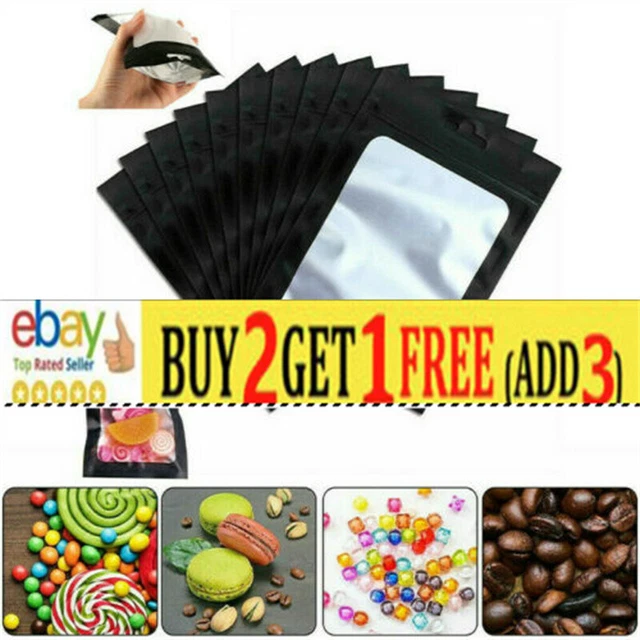100X Clear Matte Shiny Zip Seal Mylar Bags Aluminum Foil Resealable Zip Lock BFC