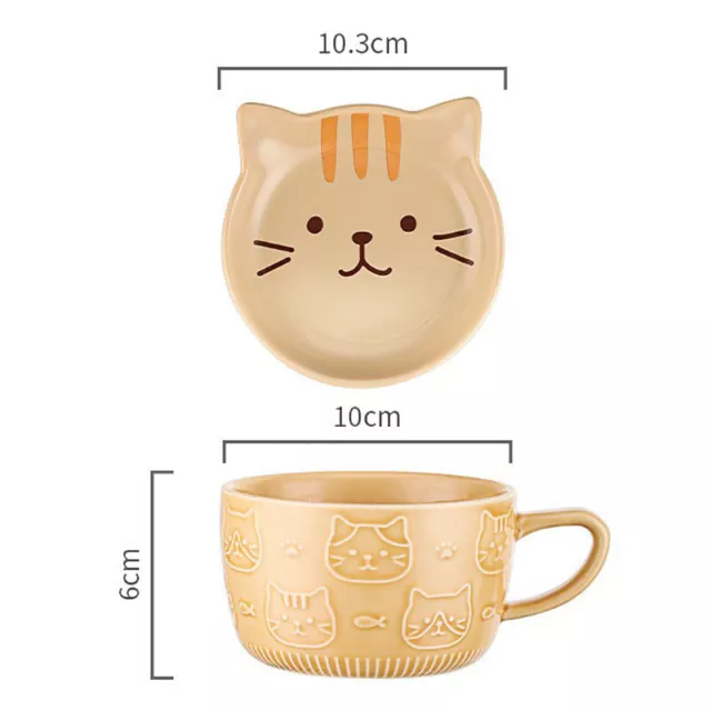 Japanese Cartoon Cat Coffee Mug With Cat Pattern Lid Small Dish Cute Breakfast