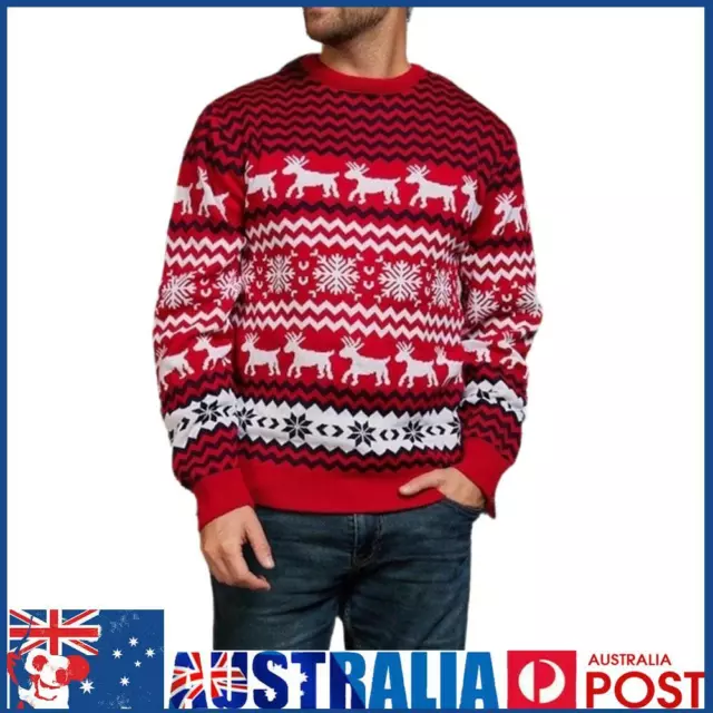 Men Winter Sweater Casual Snowflake Elk Pattern Knitted Top Sweater Daily Outfit