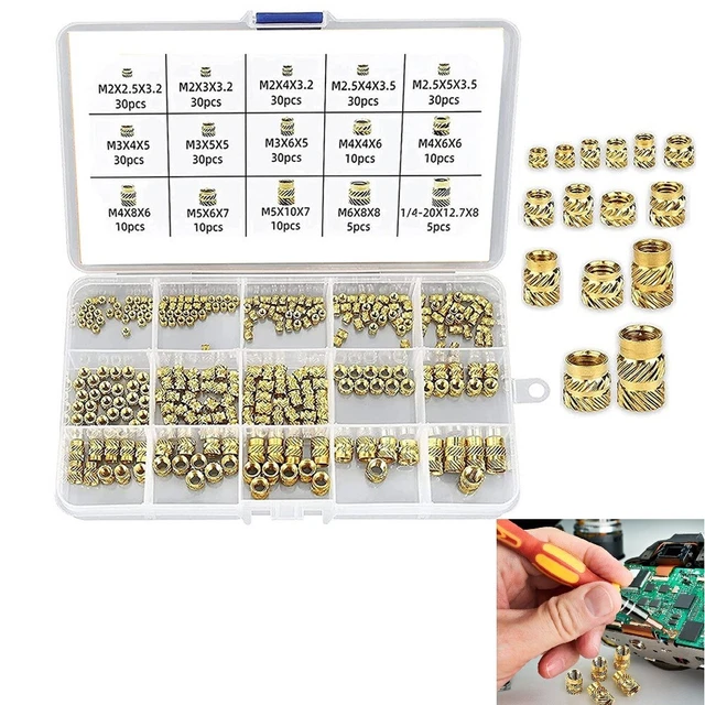 300pcs Threaded Inserts M2.5 M3 M4 M5 M6 Dadi Inserto Ottone Filettato Boccola